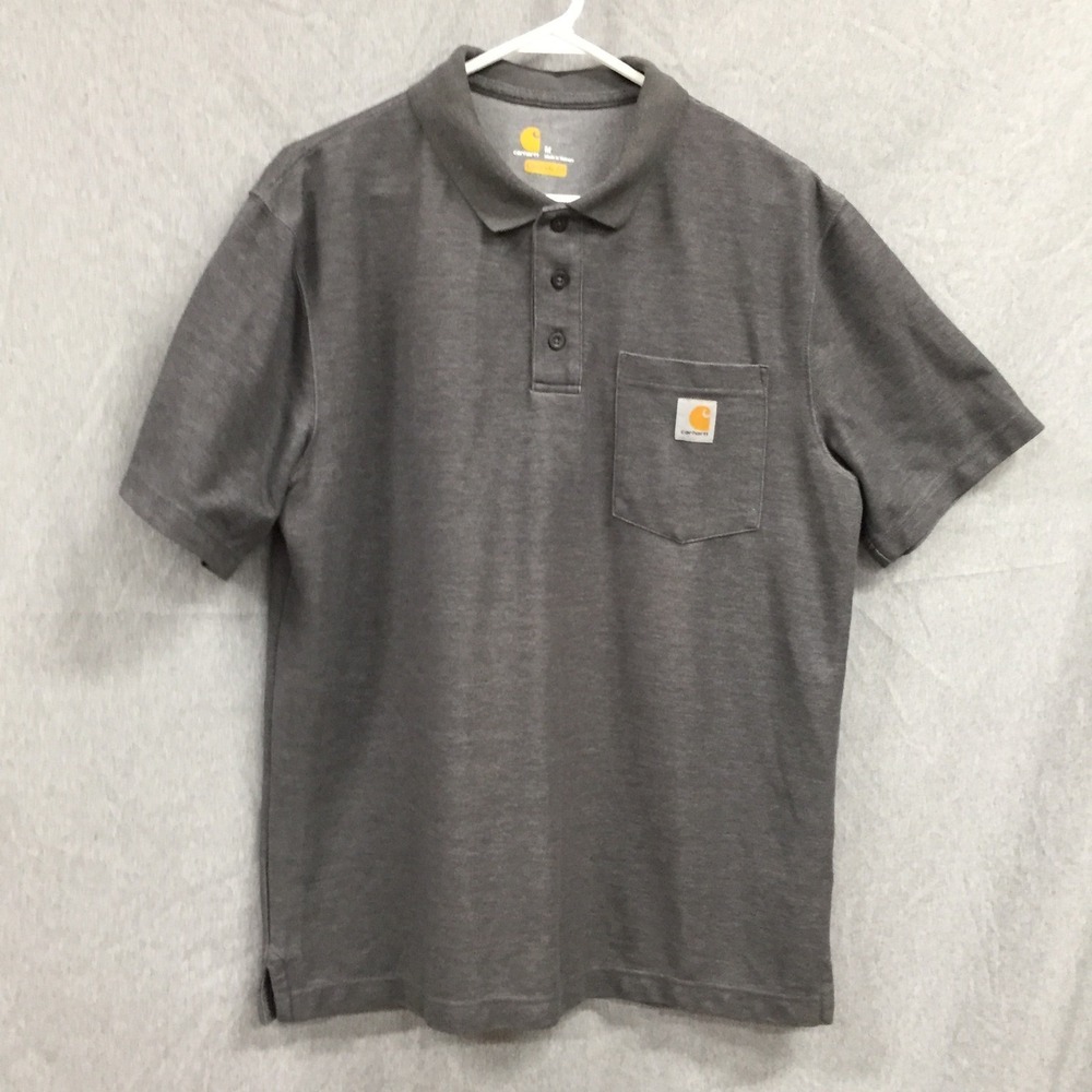Carhartt Mens Original Fit Short Sleeve Pocket Polo Shirt Gray Medium AE141